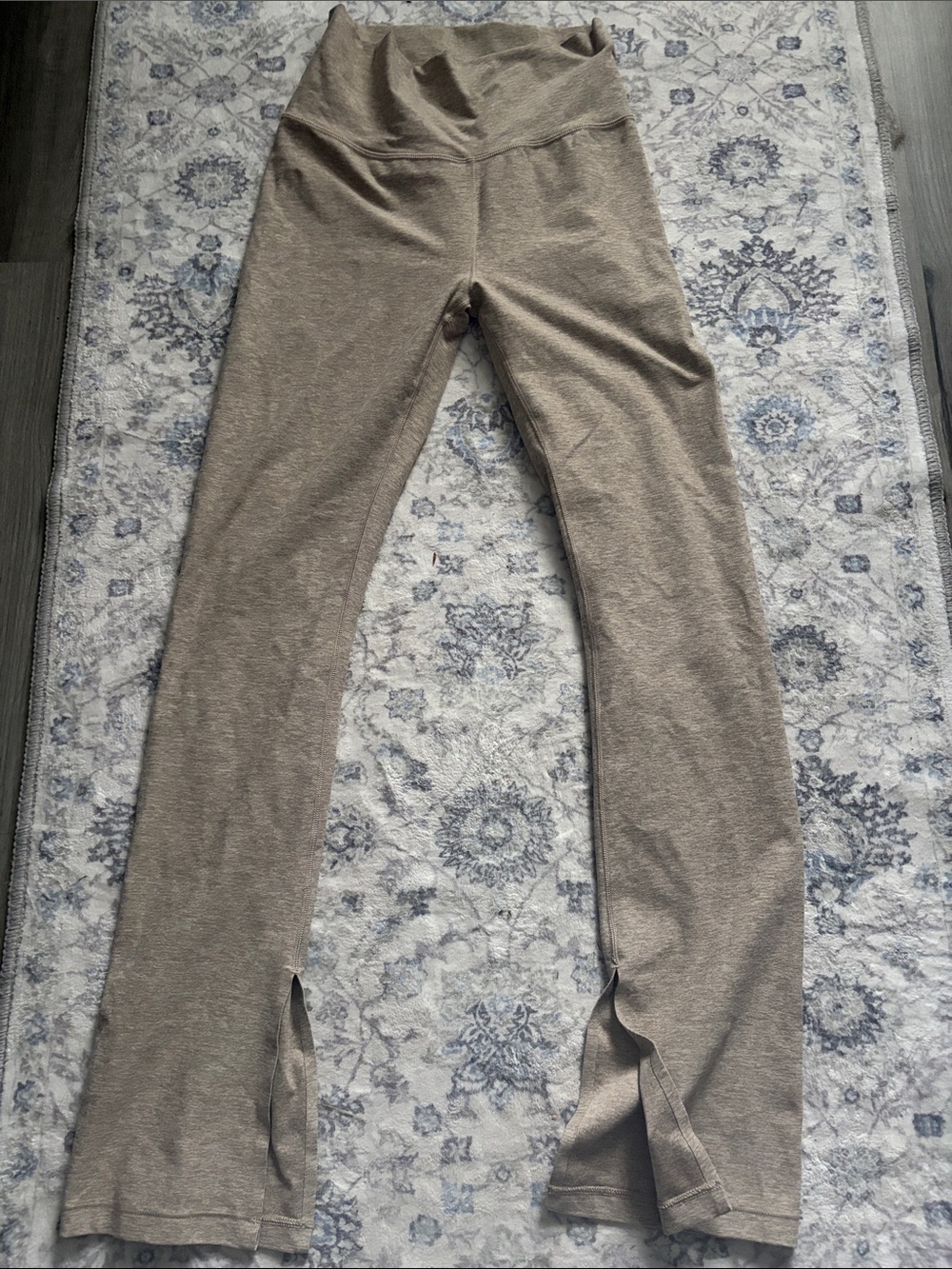 Neutral Tan High-Waist Leggings with side Slits